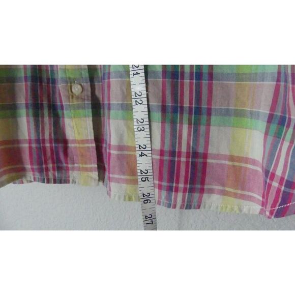 LRL Lauren Denim Pastel Plaid Button-Up Shirt Size Large Lightweight Pockets - Picture 5 of 8